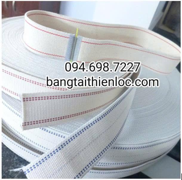 BĂNG TẢI DÂY ĐAI COTTON MÁY GẤP – VIỀN ĐỎ