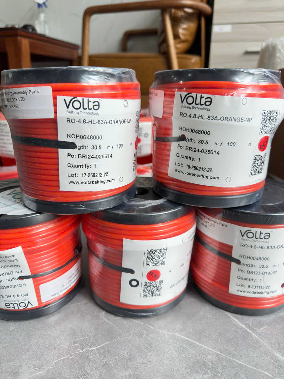 Dây pu phi rỗng Volta mầu cam phi 5, phi 6, phi 8 và phi 10
