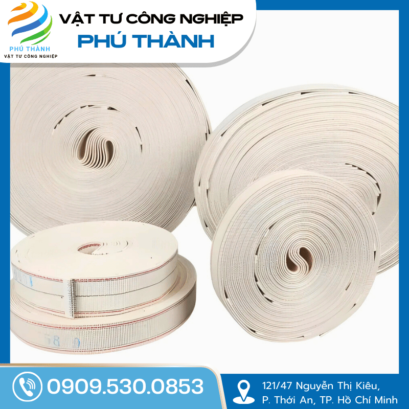 Băng Tải Cotton Viền Đỏ, Viền Xanh Dùng Cho Máy Gấp, Máy Xếp