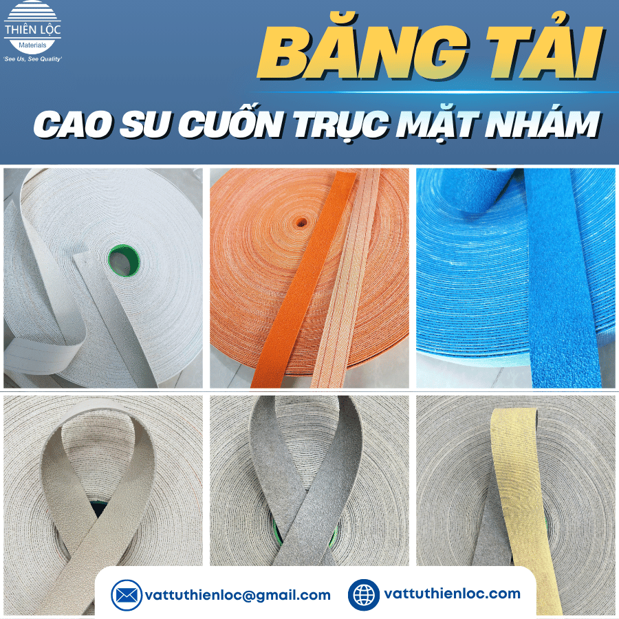 Băng tải Cao su cuốn trục mặt nhám