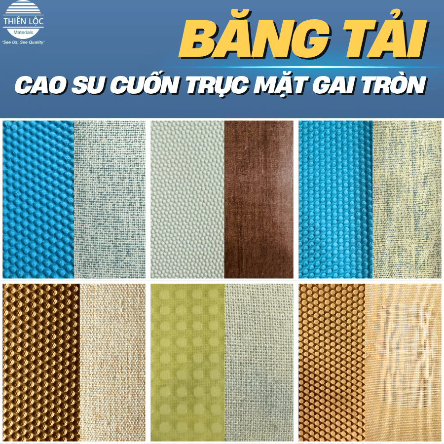 Băng tải Cao su cuốn trục mặt gai
