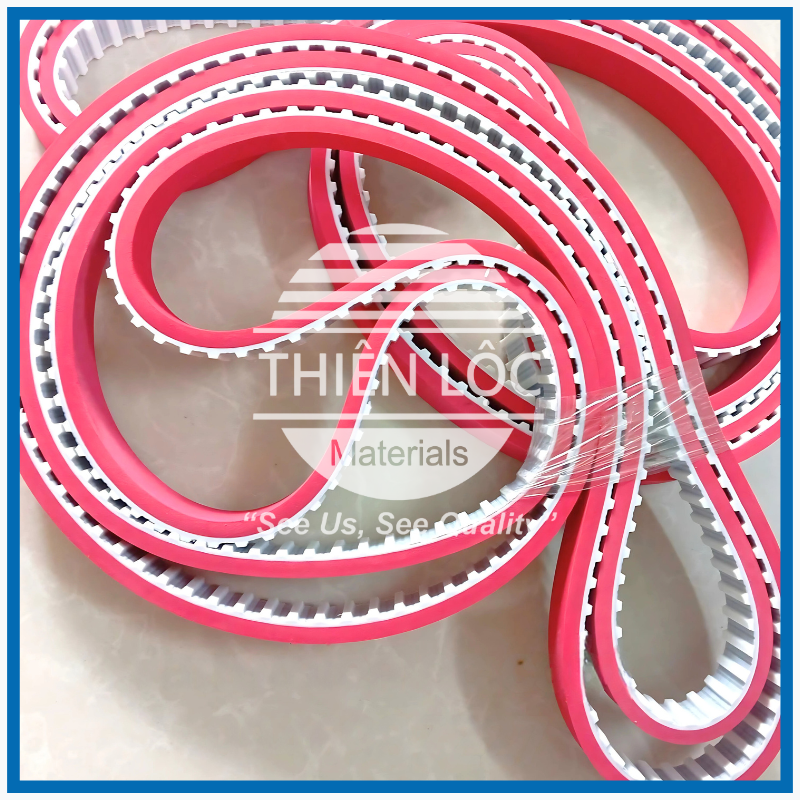 Dây Curoa PU Đắp Cao Su Đỏ 6mm – Bản Rộng 25mm -Chịu Lực Tốt, Độ Bền Cao